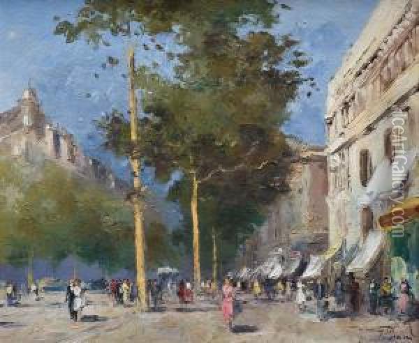 Calle De Paris Oil Painting - Jacques Rigaud