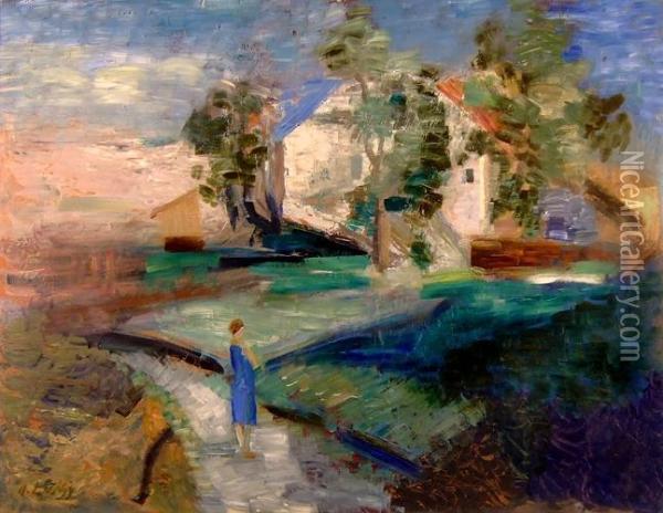 Haus In Landschaft Oil Painting - Oskar Wilhelm Luthy