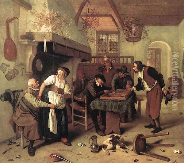 In the Tavern 1660s Oil Painting - Jan Steen