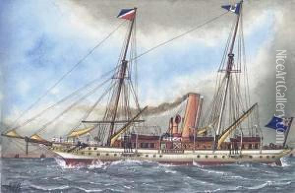 Steam Yachts: Maria; Albion; Athena; Ulva And Maria Oil Painting - James Scott Maxwell