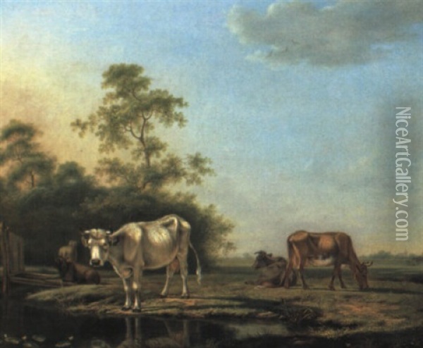 Hollandische Weidelandschaft Mit Kuhen Oil Painting - Pieter Janson