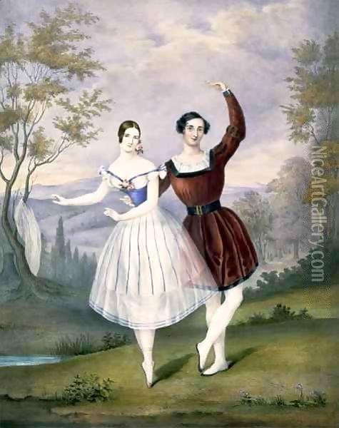 Fanny Cerrito (1817-1909) and Sigr. Guerra, in the favourite ballet of `Le Lac des Fees' Oil Painting - Philip Barnard