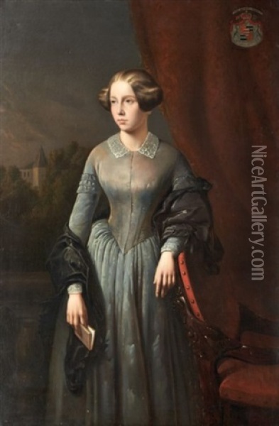 Portrait De Femme Oil Painting - Auguste Coomans