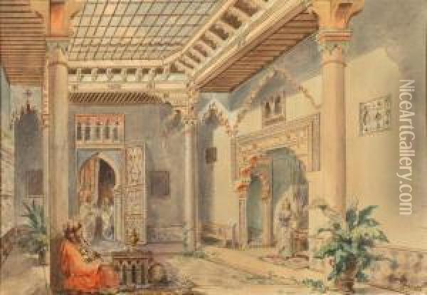 Arab Interior Scene Oil Painting - Paul Pascal