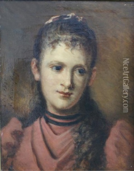 Portrait De Jeune Fille Oil Painting - Joseph Ravaisou