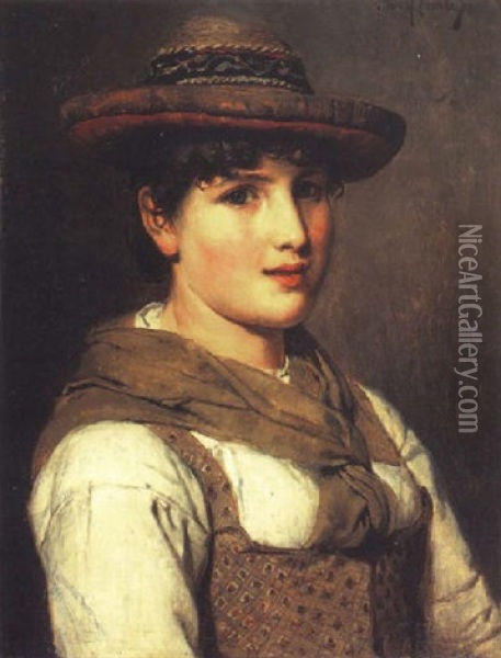 A Country Girl Oil Painting - Adolf Eberle
