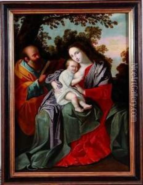 sainte Famille Dans Un Paysage Oil Painting - Jan van den Hoecke