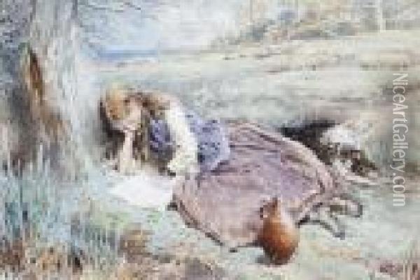 The Shepherdess Oil Painting - Myles Birket Foster