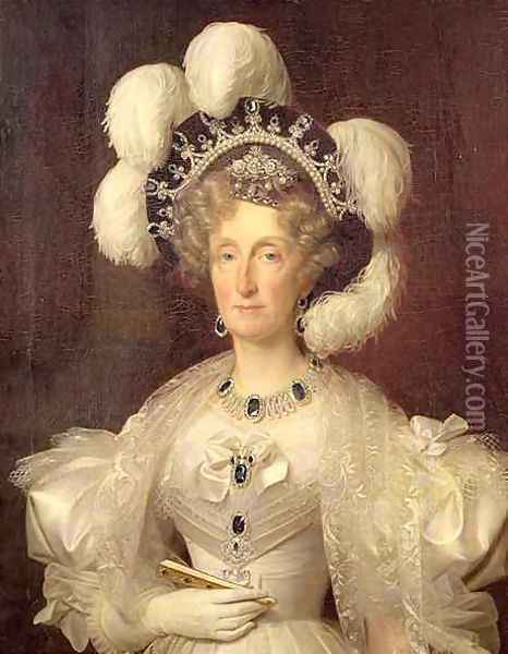 Portrait of Queen Marie Amelie of Bourbon 1782-1866 Oil Painting - Louis Hersent