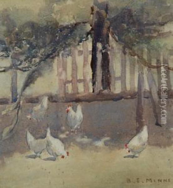 Chickens Oil Painting - Benjamin Edwin Minns