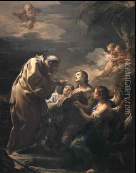 The Last Communion Of St. Mary Of Egypt Oil Painting - Corrado Giaquinto
