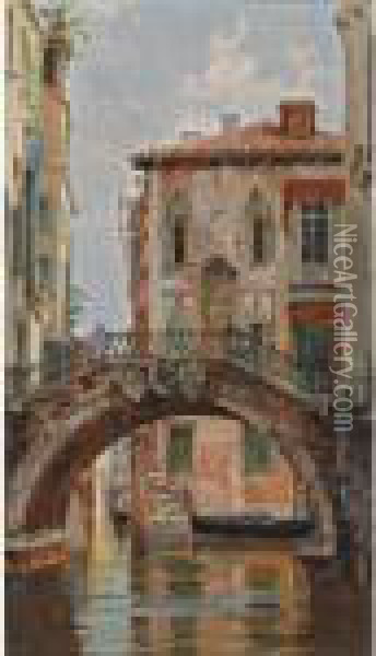 A Bridge Over A Venetian Canal Oil Painting - Antonietta Brandeis