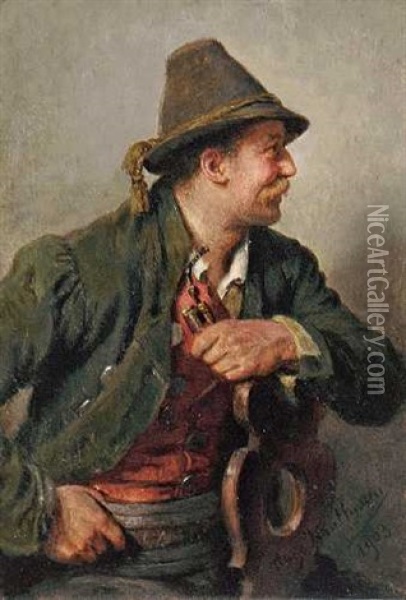 Jager, Auf Einem Stuhl Sitzend Oil Painting - Hugo Wilhelm Kauffmann