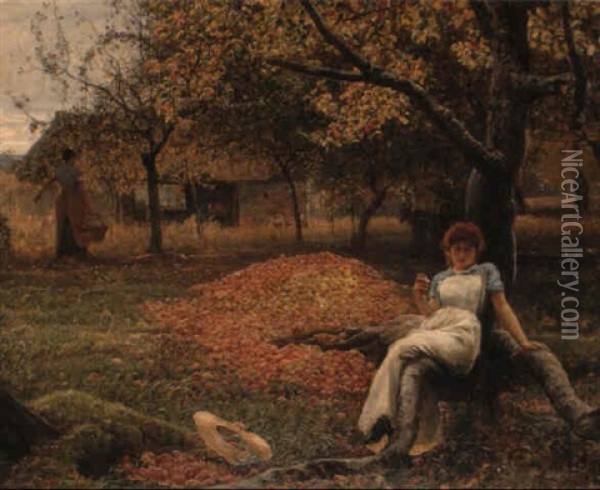 In The Cider Orchard Oil Painting - Robert Walker Macbeth
