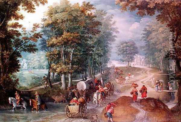 Peasants Journeying Oil Painting - Sebastien Vrancx