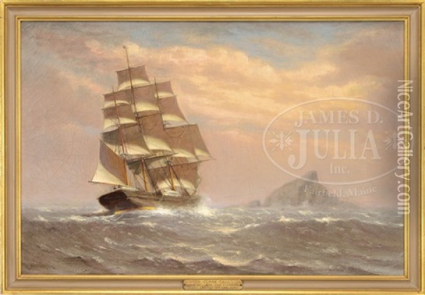 A Close Call - Ship Skylark Just Clearing Diego Ramirez Off Cape Hope Oil Painting - Marshall Johnson