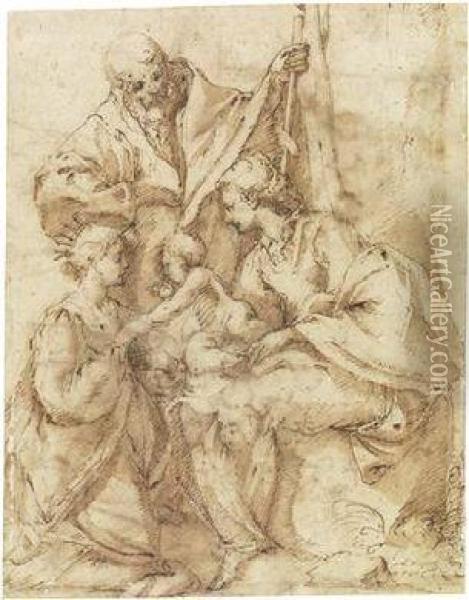 The Mystical Wedding Of Saint Catherine Oil Painting - Guglielmo Caccia