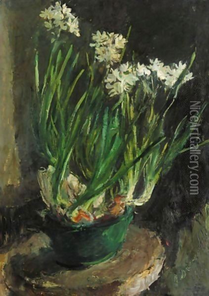 Flowers In A Green Pot Oil Painting - Alexander Evgenievich Yakovlev