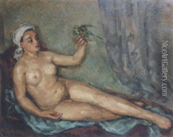 Odalisque Au Perroquet Oil Painting - Andre Thomas Rouault