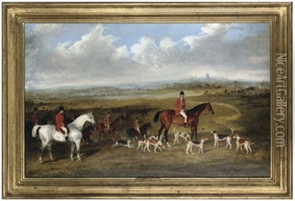 Lord Granville, Master Of The Royal Buckhounds, With Charles Davis, Huntsman, And Whips R. Bartlett And Harry King Oil Painting - George Henry Laporte