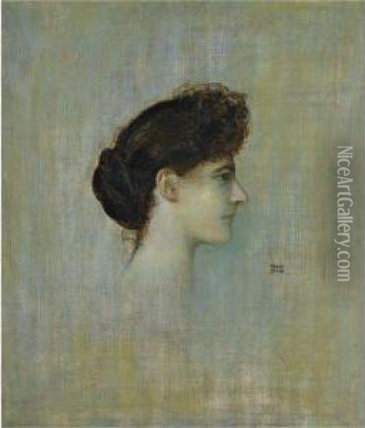 Damenbildnis (portrait Of A Lady) Oil Painting - Franz von Stuck