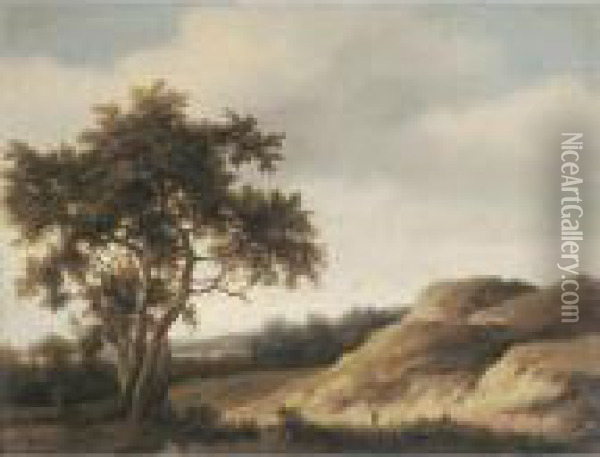 A Dune Landscape With A Solitary Figure Oil Painting - Johan Lagoor