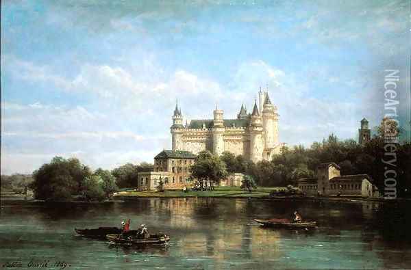 The Chateau de Pierrefonds 1869 Oil Painting - Pierre Justin Ouvrie