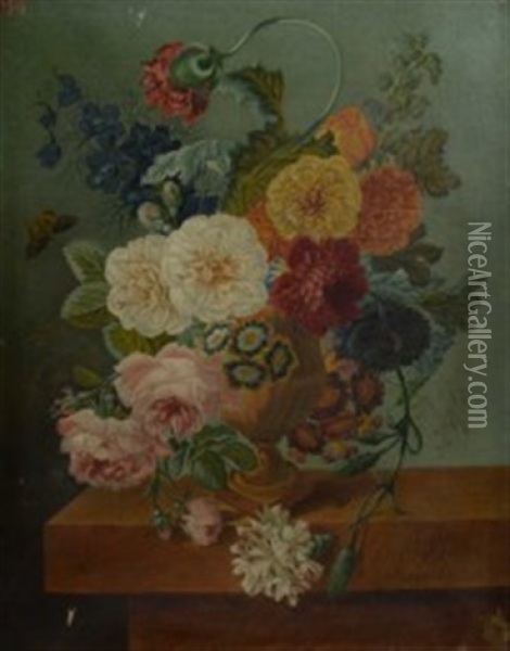 Nature Morte Aux Fleurs Oil Painting - Johannes Cornelis de Bruyn