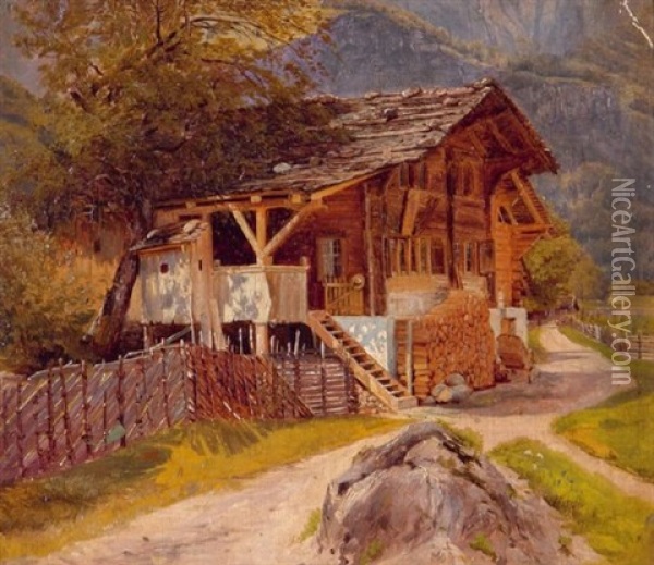 Norwegischer Bauernhof Oil Painting - Adelsteen Normann