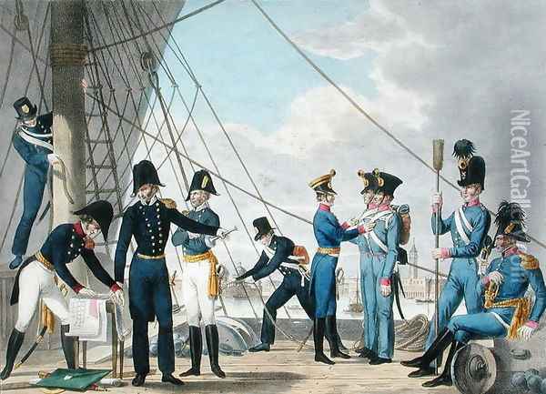 The new Imperial Royal Austrian Navy after the Napoleonic Wars, c.1820 Oil Painting - Stubenrauch, Phillip von
