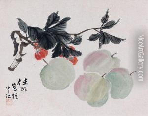 Nature Morte Aux Pommes Oil Painting - Ren Yi