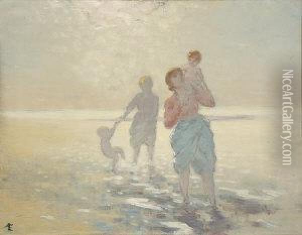 Woman And Children Oil Painting - George William, A.E. Russell