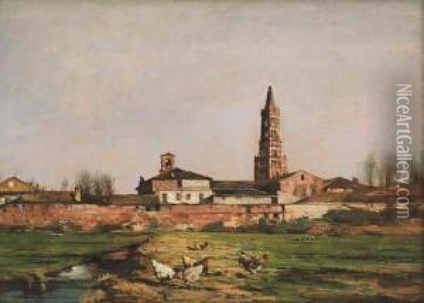 L'abbazia Di Chiaravalle Oil Painting - Emilio Borsa