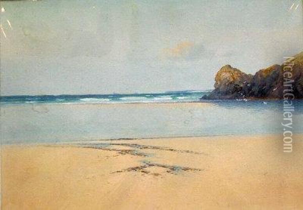 Cornish Beach. Oil Painting - Frederick John Widgery