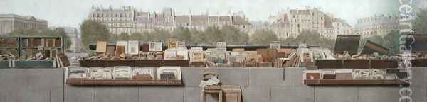 A book stall on the banks of the Seine Oil Painting - Benjamin Walter Spiers