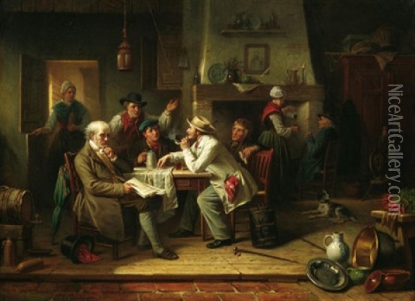 Wirtshauspolitiker Oil Painting - Jan Jacobus Matthijs Damschroeder