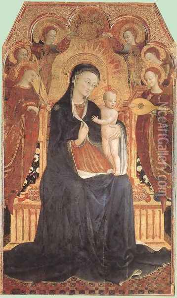 Virgin and Child Adored by Six Angels 1437-44 Oil Painting - Stefano Di Giovanni Sassetta