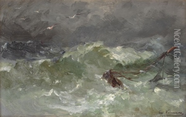 Furtuna Pe Mare Oil Painting - Eugen (Cean) Voinescu