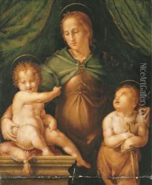 The Madonna And Child With The Infant Saint John The Baptist Oil Painting - Pier Francesco Foschi