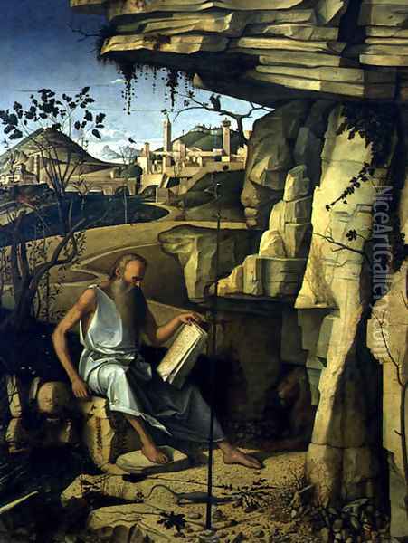 St. Jerome in the Desert 1480-87 Oil Painting - Giovanni Bellini