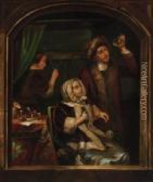 The Dentist; And The Doctor Oil Painting - Gerrit Dou