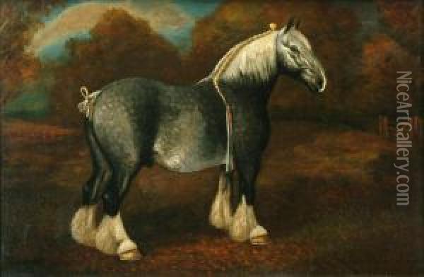 Princedappled Shire Horse Two Oil Painting - Herbert Jones