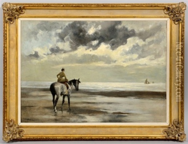 Seashore Scene Oil Painting - Jean Delvin