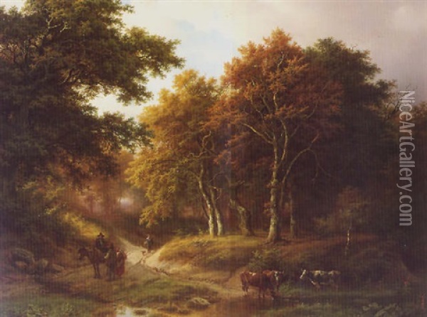 Path Through The Woods Oil Painting - Barend Cornelis Koekkoek