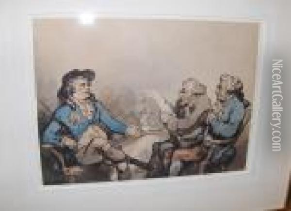 George Prince Of Wales And The Moneylenders Oil Painting - Thomas Rowlandson