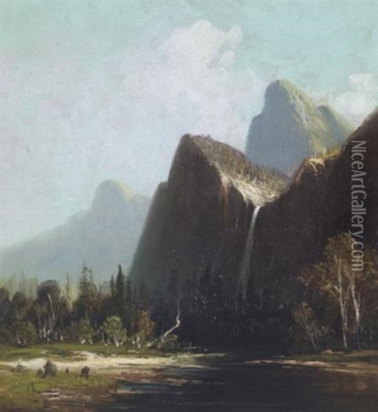 Bridal Veil Falls, Yosemite Valley Oil Painting - Frederick Ferdinand Schafer