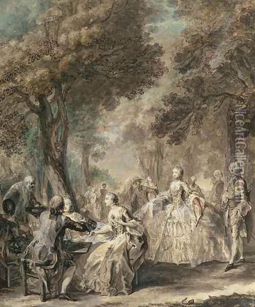 Parisians out for a Walk, 1760-1 Oil Painting - Gabriel De Saint Aubin
