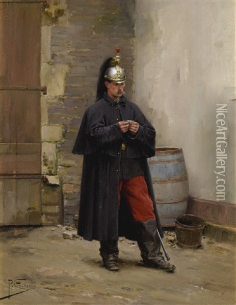 A Guard's Rest Oil Painting - Paul (Louis Narcisse) Grolleron