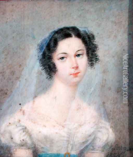 Miniature of Evelina Hanska 1801-82 1825 Oil Painting - Holz von Sowgen