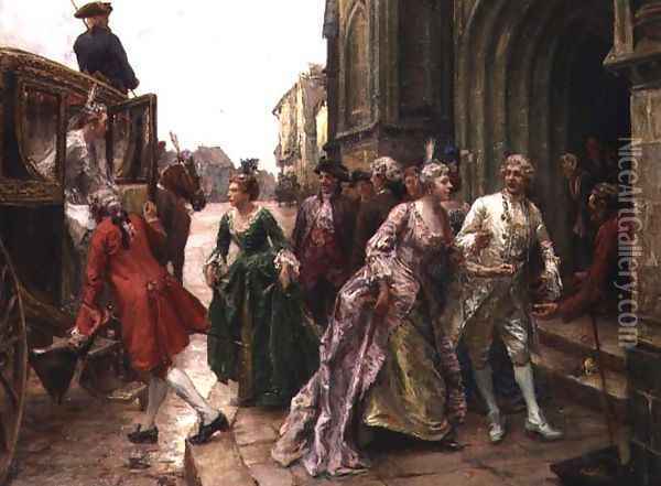 Arrival for the Wedding Oil Painting - Paul Emile Boutigny